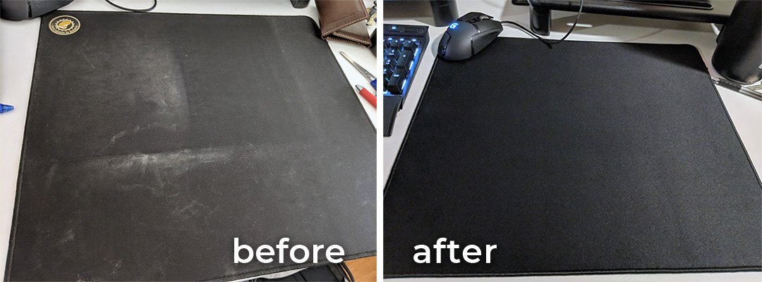 clean mousepad before and after