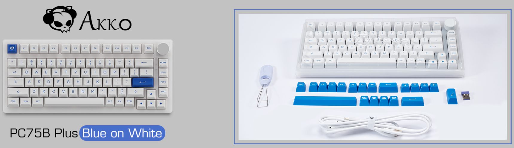 Bàn phím AKKO PC75B Plus Blue on White (Bluetooth 5.0 / Wireless 2.4Ghz / Hotswap / Foam tiêu âm / AKKO CS Jelly switch) 16