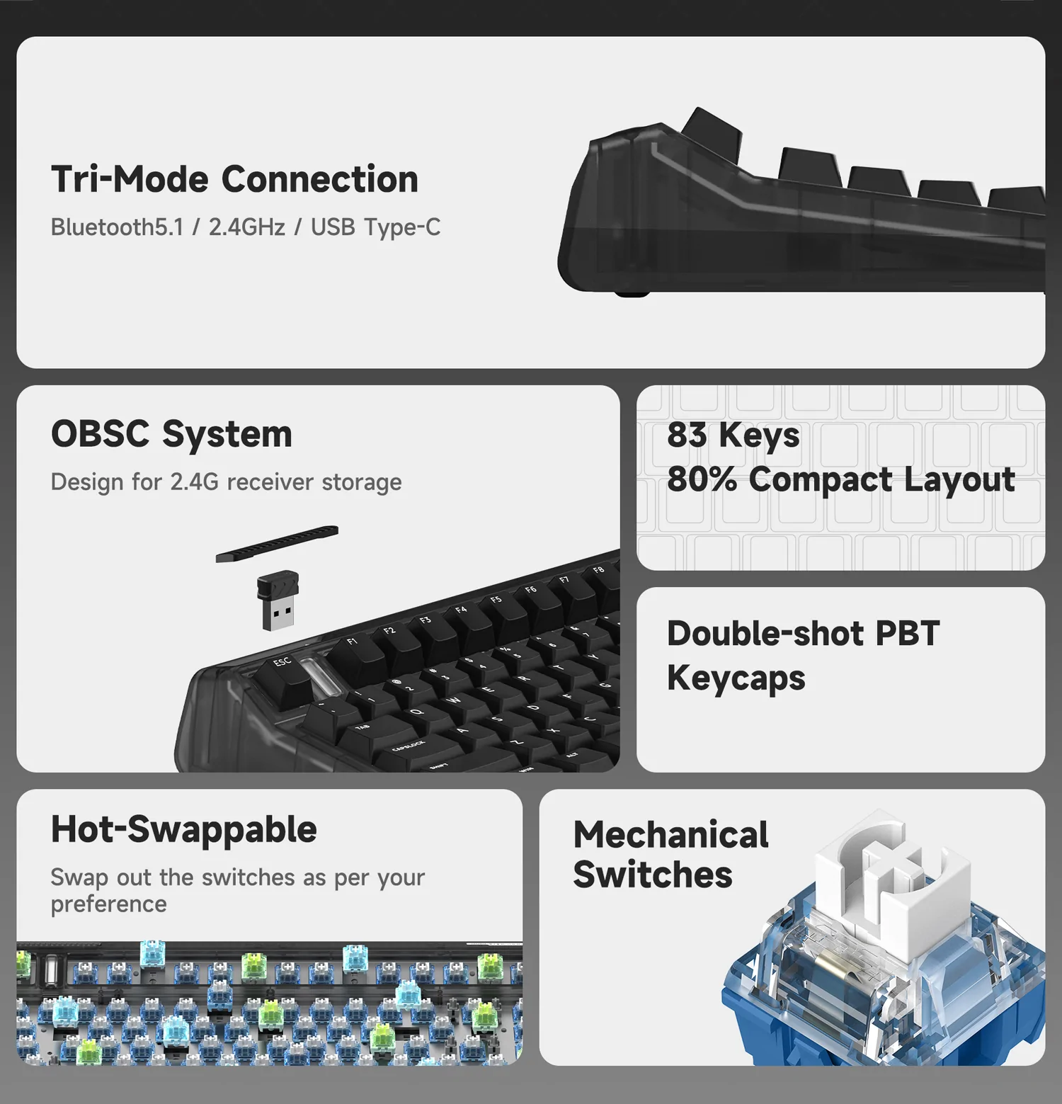 Bàn phím cơ IQUNIX OG80 Dark Side Wireless Mechanical Keyboard 18